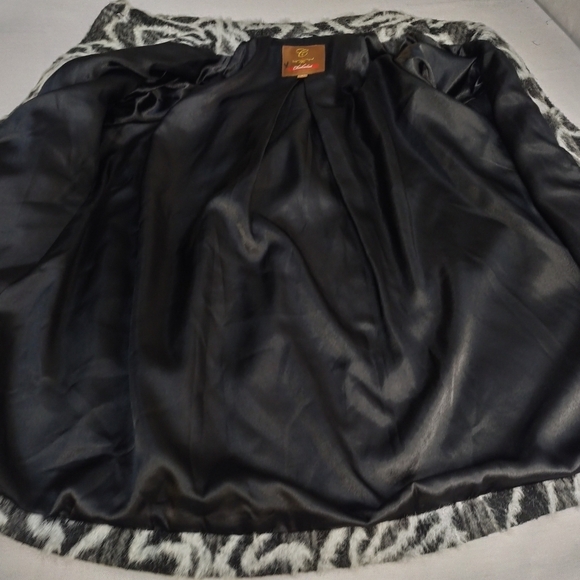 Chokolat Coat Women's Black Gray Wool Blend Faux Fur Coat Size L - Picture 7 of 9